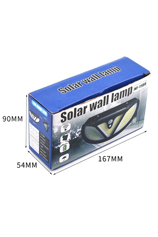 Mx-118b Cob Ledli Hareket Sensörlü Solar Duvar Lambası