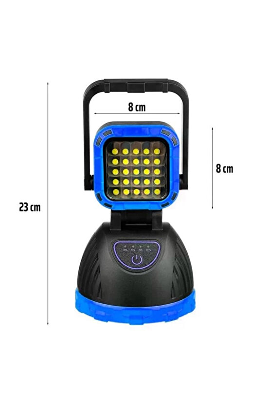 PM-8033B 6 Modlu EL Feneri Ve Işıldak Acil Durum Lambası 25 Cob Ledli Solar Şarjlı