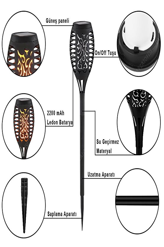 Ld-7002 Paslanmaz Çelik Güneş Enerjili Titreyen Meşale Işığı