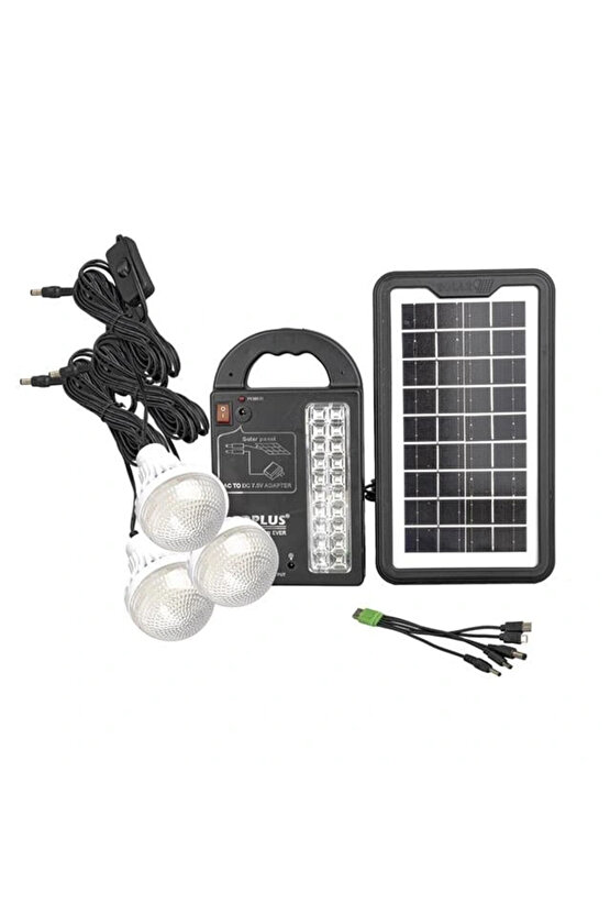 GD-999 Lamba + Powerbank + Işıldak Solar Aydınlatma Seti