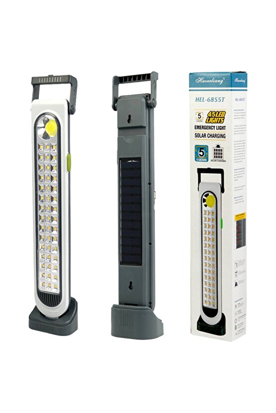 Hel-6855t 45 Ledli Şarjlı Solarlı Işıldak