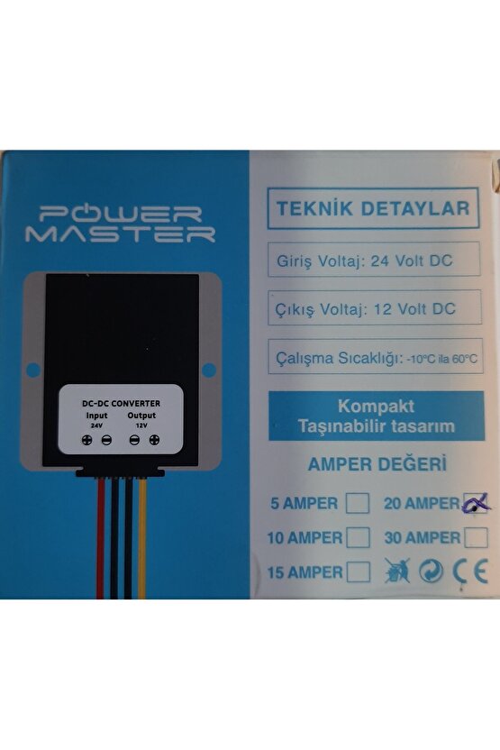 Pm-8196 24v Dc  12v Dc 20 Amper Oto Konvertör