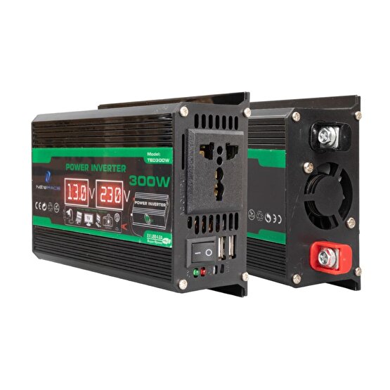 DİJİTAL EKRAN 12 VOLT 300 WATT MODIFIED SINUS POWER INVERTER TED300W (4178)