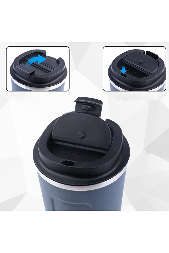 PASLANMAZ ÇELİK 380 ML VAKUMLU KAPAKLI TERMOS KUPA (4809)