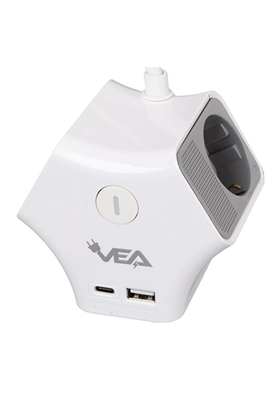 Vea Ve-g903yc 3lü Usb+ Type-c Girişli Anahtarlı 1.5 Metre Grup Priz