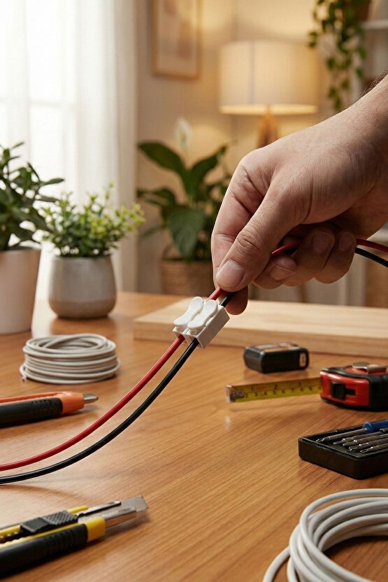 100 Adet Mandallı Vidasız Basmalı Tip 2 Li 2 Pin Kablo Birleştirici Klemens