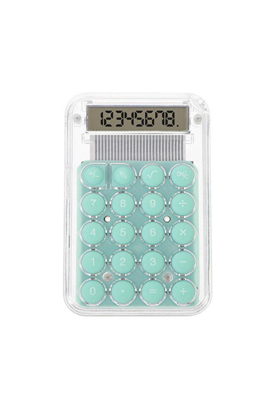 Powermaster Pm-25418 Şeffaf Renk Yeşil Tuş 8 Haneli Mını Hesap Makinesi
