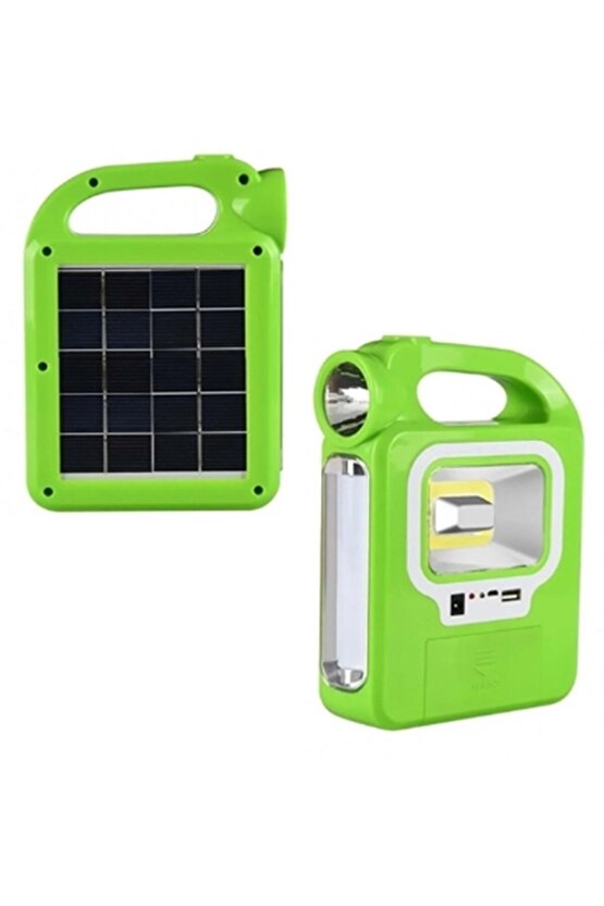 HB-6399 Parlak Cob LED Solar Powerbank Özellikli Güneş Enerjili Işıldak +1 Ampul Hediye