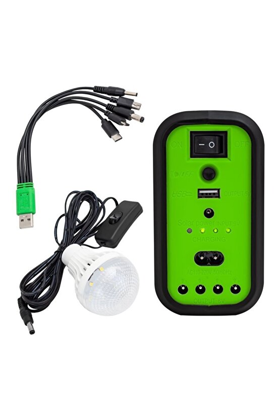 Gd-12 Panelli Solar Lamba 3 Ampullü Set Akülü Solar Işıldak Fener