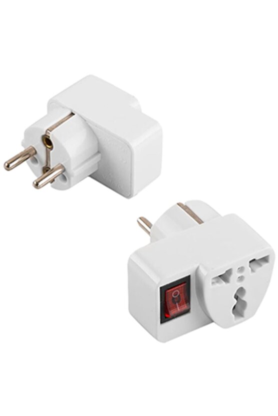 Ingiliz Fiş Çok Amaçlı Üniversal Tekli On Off Işıklı Anahtarlı