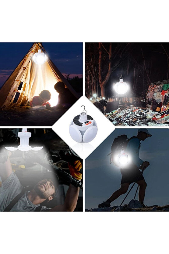 Solar Panelli Şarjlı 5'li Katlanabilir Acil Durum Kamp Lambası (4887)