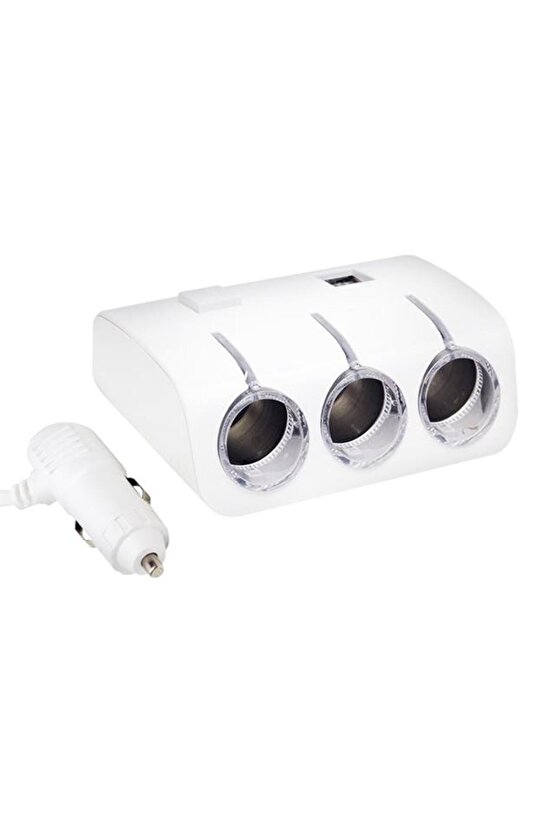 Powermaster Pm-18952 12V24V Uyumlu 3Lü Oto Çakmak Çoklayıcı Ve 2Li Usb Şarj Cihazı