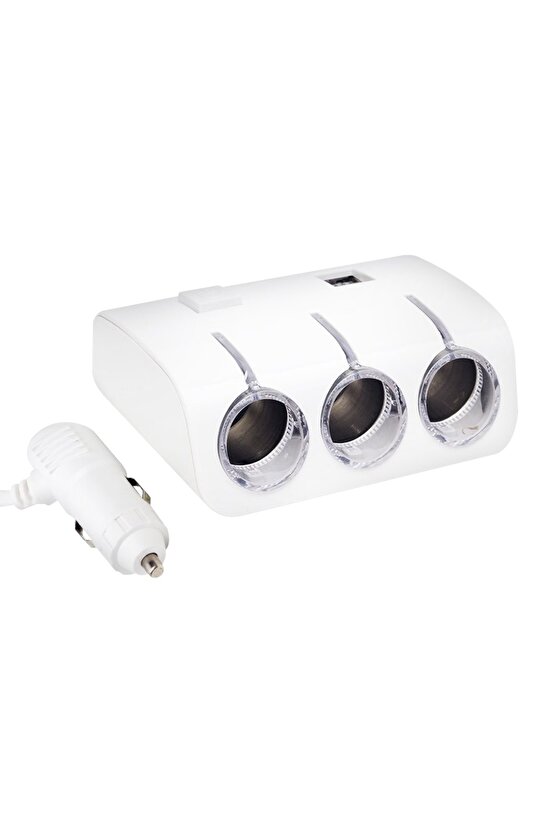 MODDLİ-Powermaster Pm-18952 12v24v Çift Usbli 3lü Oto Çakmak Çoklayıcı