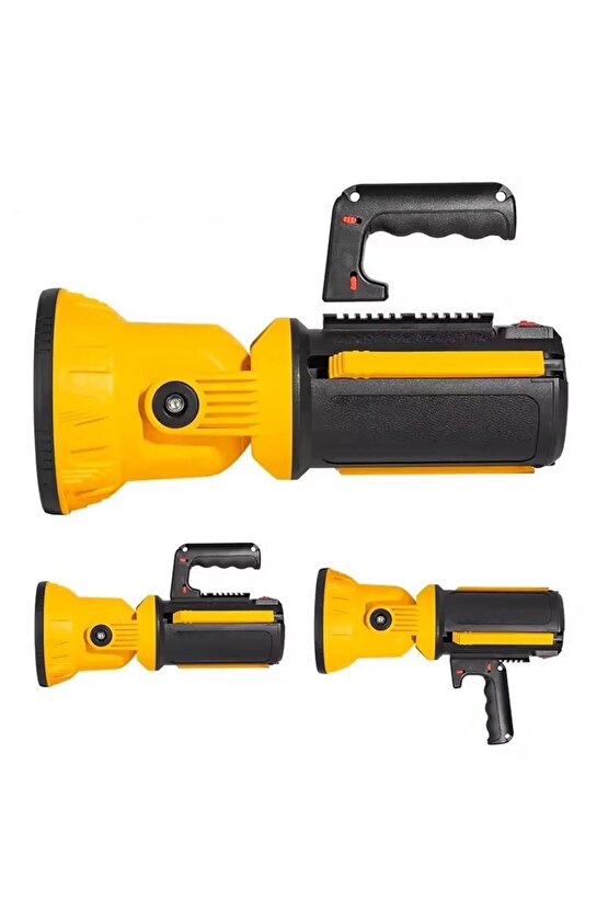 MX-W5164-3 Kırmızı Mavi Çakarlı COB Ledli Şarjlı Kamp El Feneri Işıldak