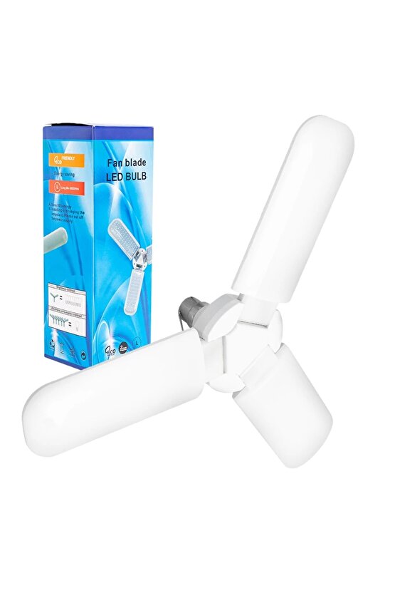 60w Akü Maşalı 12 Volt 3 Kollu Pervane Led Ampul Beyaz (K95)