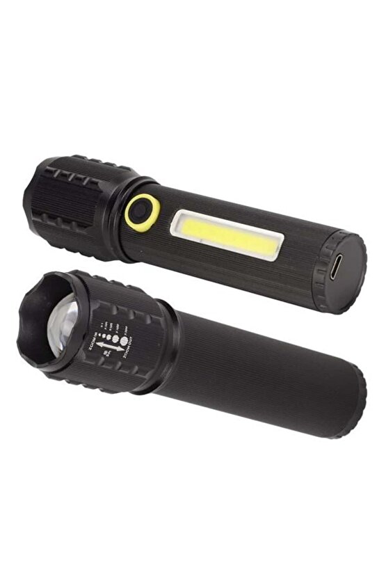 M3lfs- Jf-72 X2000 Zoomlu Flash Özellikli Şarjli Metal Kasa El Feneri