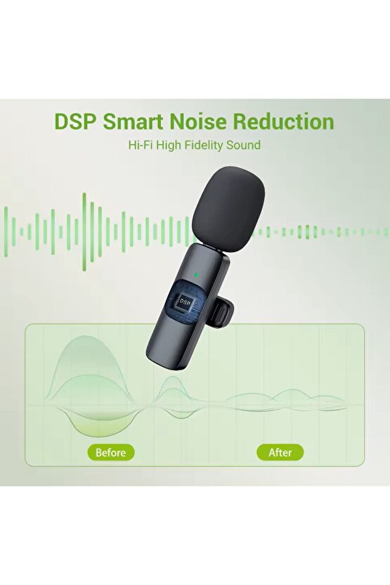K8 Kablosuz TYPE-C Vlogger Yaka Mikrofonu ,Cep Telefonu İçin Gürültü Önleyici, youtuber, Vlogger