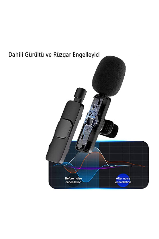 K8 Kablosuz TYPE-C Vlogger Yaka Mikrofonu ,Cep Telefonu İçin Gürültü Önleyici, youtuber, Vlogger