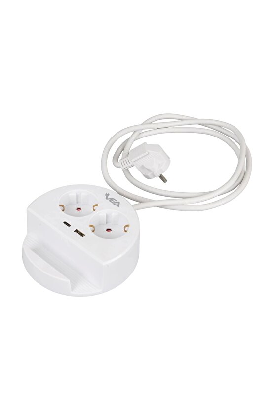 Vea Ve- G1102c 2li Usb Type-c Girişli Telefon Standlı 1.5 Metre Grup Priz ( )