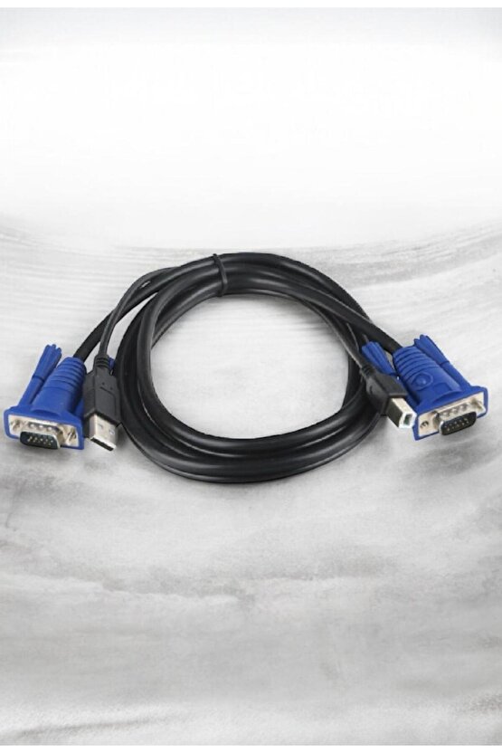 1.5m VGA Erkek–Erkek + USB + Printer KVM Switch Kablosu