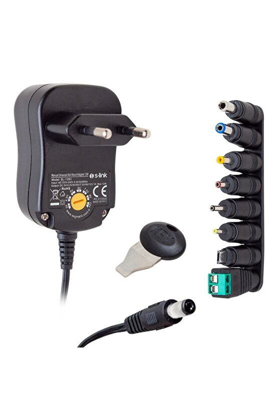 3V–12V Ayarlı Adaptör – 1A Switch Mode Güç Kaynağı, 8 Uçlu Universal Plastik Kasa Adaptör