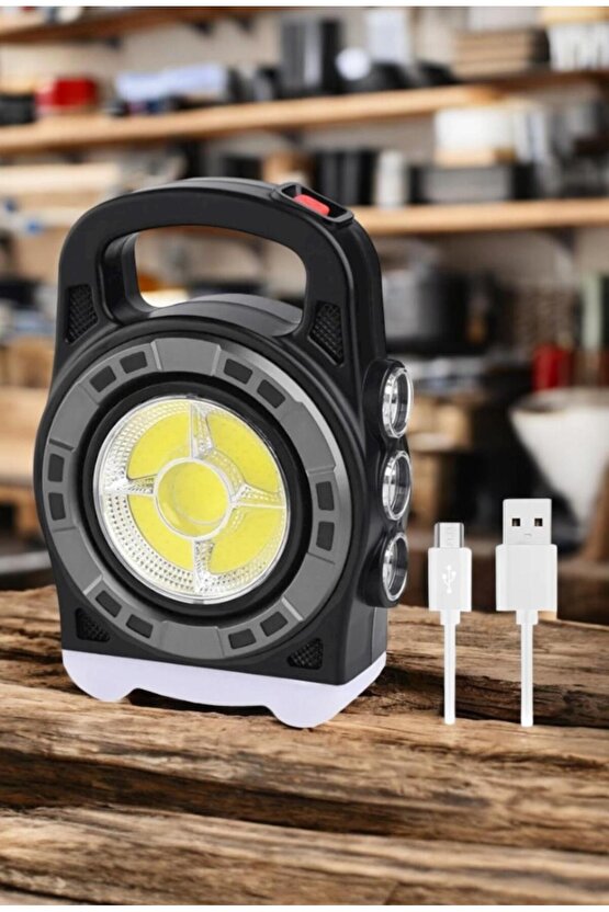 Güneş Enerjili 20W COB LED Lamba – 3 Modlu Şarj Edilebilir Kamp Işıldak