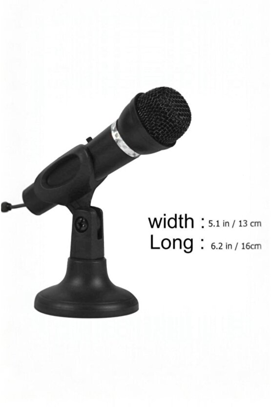 Masaüstü Siyah Kürsü Mikrofon | 3.5mm Jack Girişli, Bilgisayar ve Laptop İçin