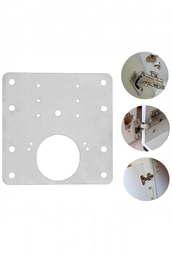 1 ADET Delikli Mobilya Menteşe Onarım Braket Kiti | Dolap Kapak Tamir Plakası, Vida Dahil