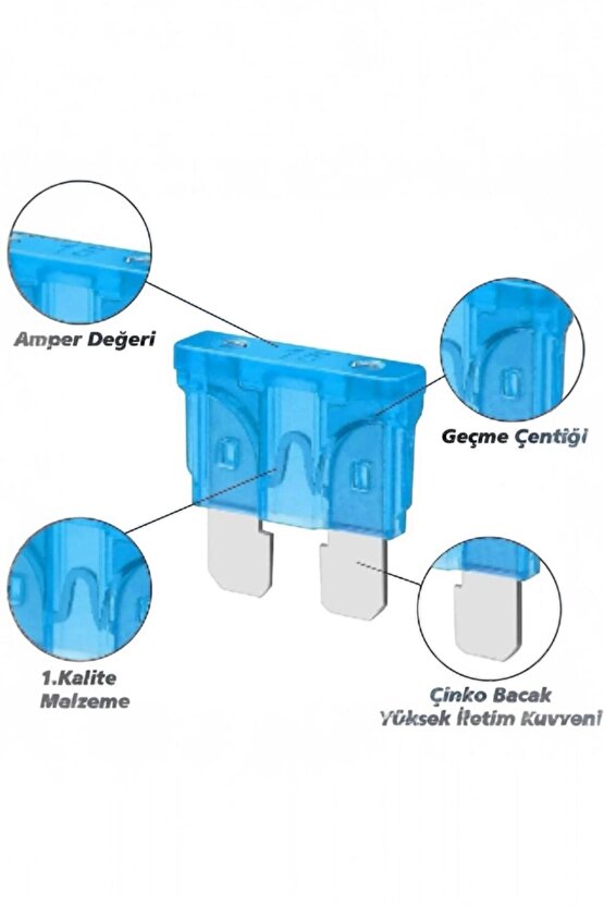 1 ADET - 15 Amper Bıçaklı Oto Sigortası – Aşırı Yük ve Kısa Devre Koruma, Mini Tip 12V24V Araç