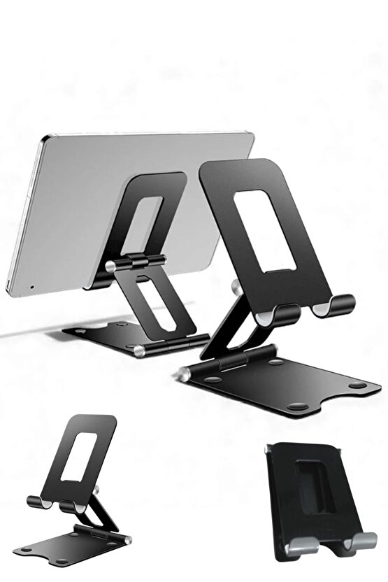 Katlanabilir Metal Masaüstü Telefon Standı – Ayarlanabilir Açı, Kaymaz Taban