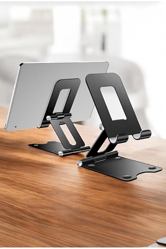 Katlanabilir Metal Masaüstü Telefon Standı – Ayarlanabilir Açı, Kaymaz Taban