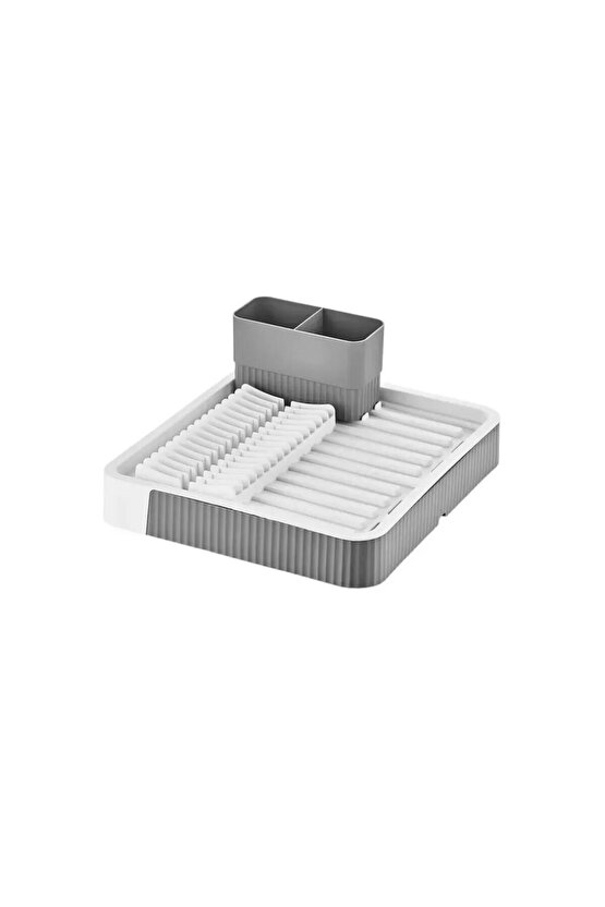 GRİ Sürgülü Bulaşıklık – Ayarlanabilir Paslanmaz Plastik Bulaşık Süzeği ve Kurutmalık