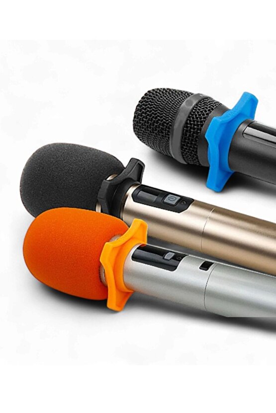 Renkli El Mikrofon Süngeri 5’li Set – Standart Boy (Sarı, Kırmızı, Mavi, Siyah, Turuncu)