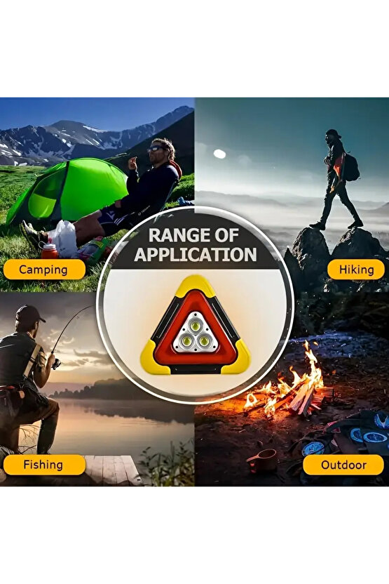 Solar Üçgen Reflektör Şarjlı Işık Powerbank Özellikli Katlanabilir Uyarı Ikaz Reflektörü Ledi