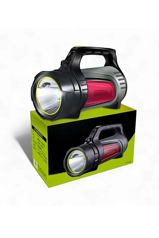 Şarjlı LED’li Uzun Menzilli Kamp Tipi Çok Fonksiyonlu Işıldak & El Feneri