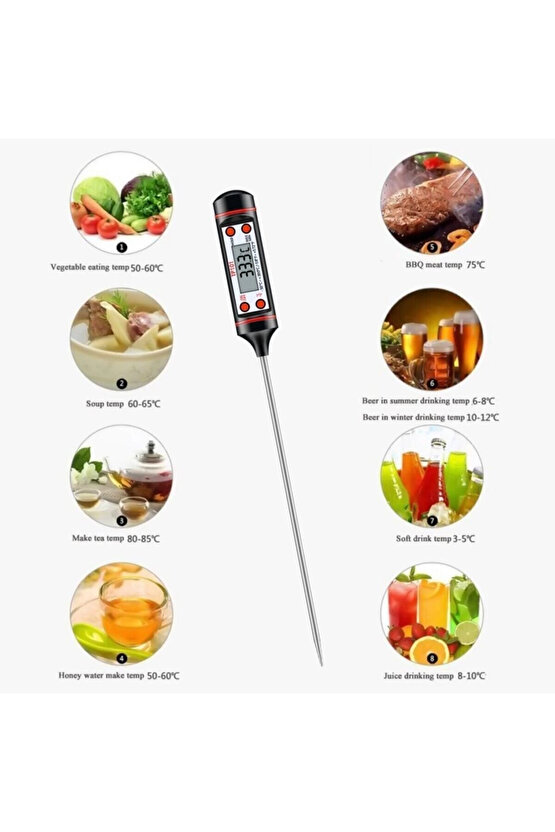 Tp Daldırma Saplama Tipi Dijital Gıda Sıcaklık Ölçer Termometre - Termometreler - 2 Yıl