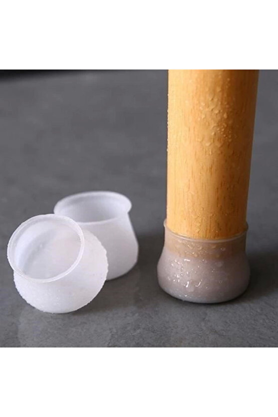 8 Adet Silikon Masa Ve Sandalye Ayağı İçin Kaydırmaz Çizdirmez Mobilya Çorabı Gri