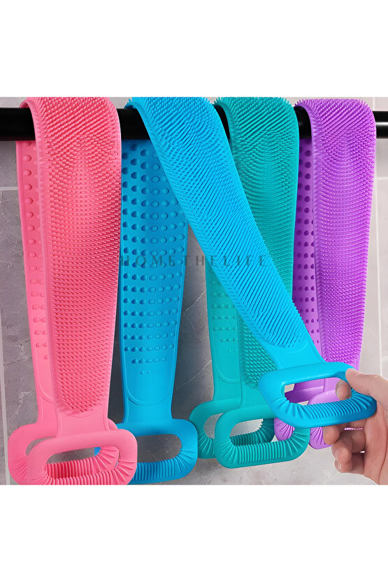 Silikon Vücut Sırt Yıkama Lifi, Çift Taraflı Banyo Sırt Kesesi 70cm