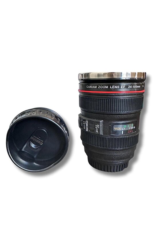 Lens Görünümlü Termos Kupa Bardak 300 ml – Kamera Objektif Bardak Termos