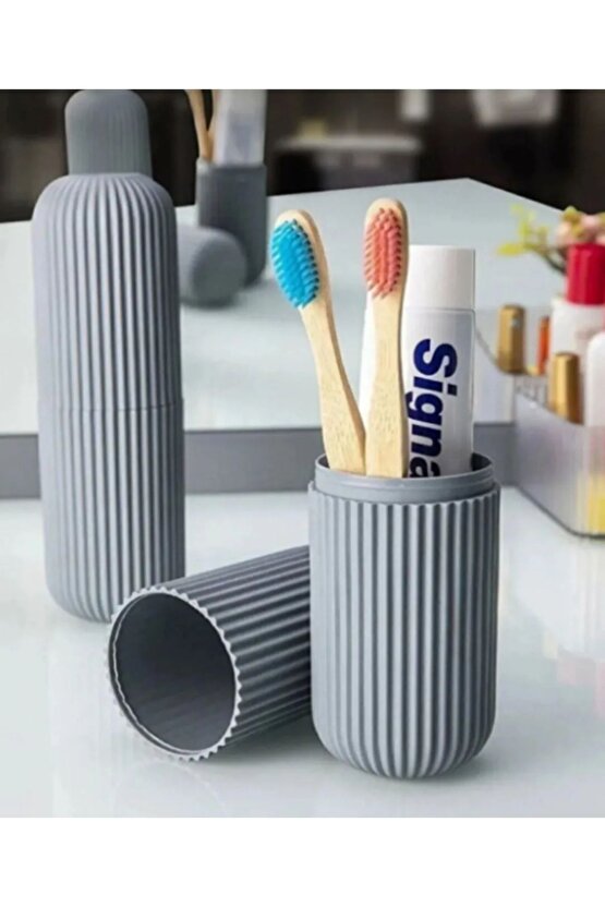 Siyah Gri Beyaz Renklerde 3 Adet Diş Fırçası Diş Macunu Saklama Kutusu Saklama Kabı Organizer