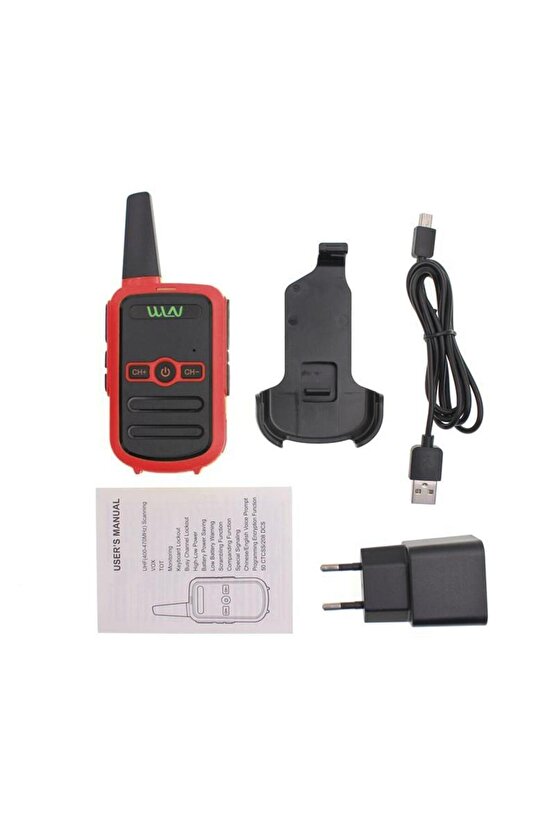 KD-C51 16 Kanal 3-5 Km Tekli Kırmızı Telsiz (Şarj Aleti Dahil)