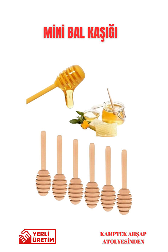 Ahşap El Yapımı Doğal Mini Bal Kaşığı Seti 6lı 6 cm Ahşap Daldız