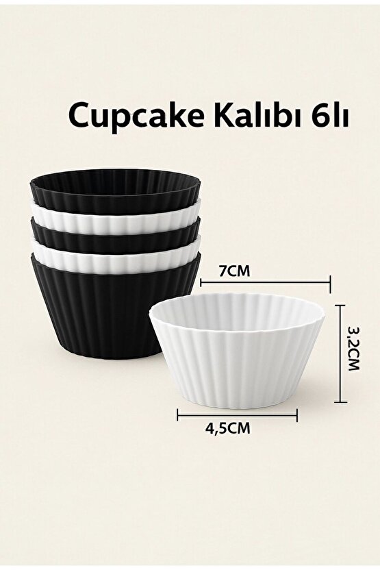 Silikon Cupcake Kalıbı 6’lı – Yapışmaz Muffin Kek Kalıbı