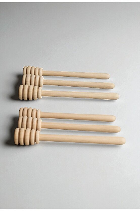 6 adet Ahşap Bal Kaşığı Tekli Bal Servis Aparatı 14 cm