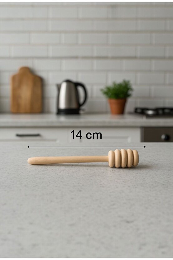 6 adet Ahşap Bal Kaşığı Tekli Bal Servis Aparatı 14 cm
