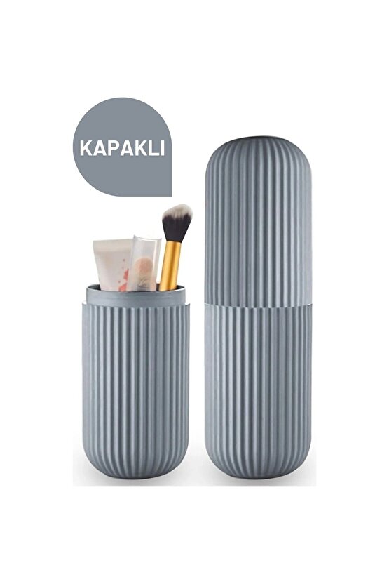 Vien Home Seyahat Aksesuar Taşıma Kabı Makyaj Organizer Çantası Gözlük Kabı Diş Fırçalık Gri Rengi