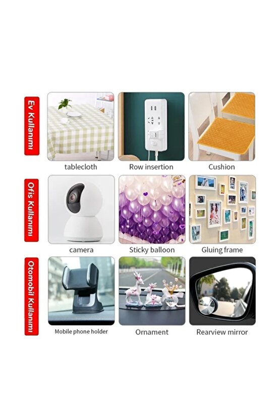 60 Parça Çok Amaçlı Çift Taraflı Bant Nano Bant Duvar Bandı Şeffaf Yapışkan Çift Taraflı Sabitleme