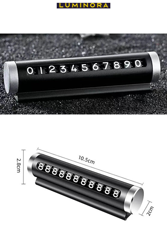 Alüminyum Kasa Çevirmeli Araç Içi Park Telefon Numaratörü Park Numarası Parkmatik Siyah