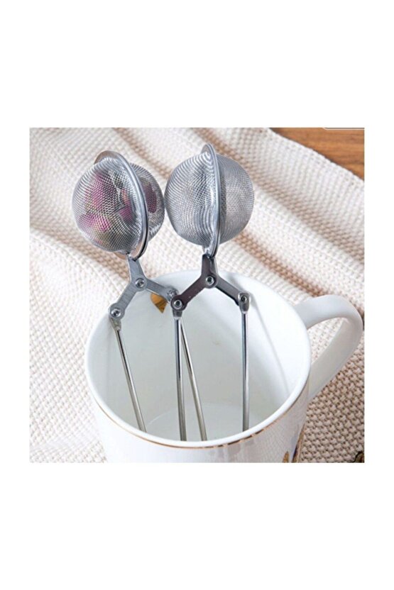 Paslanmaz Çelik Bitki Çayı Süzgeçi , Demleme Maşası 2li