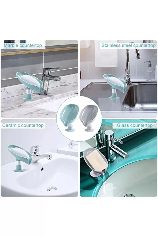 1 Adet Eğimli Katı Sabunluk | Vantuzlu Turkuaz Renk